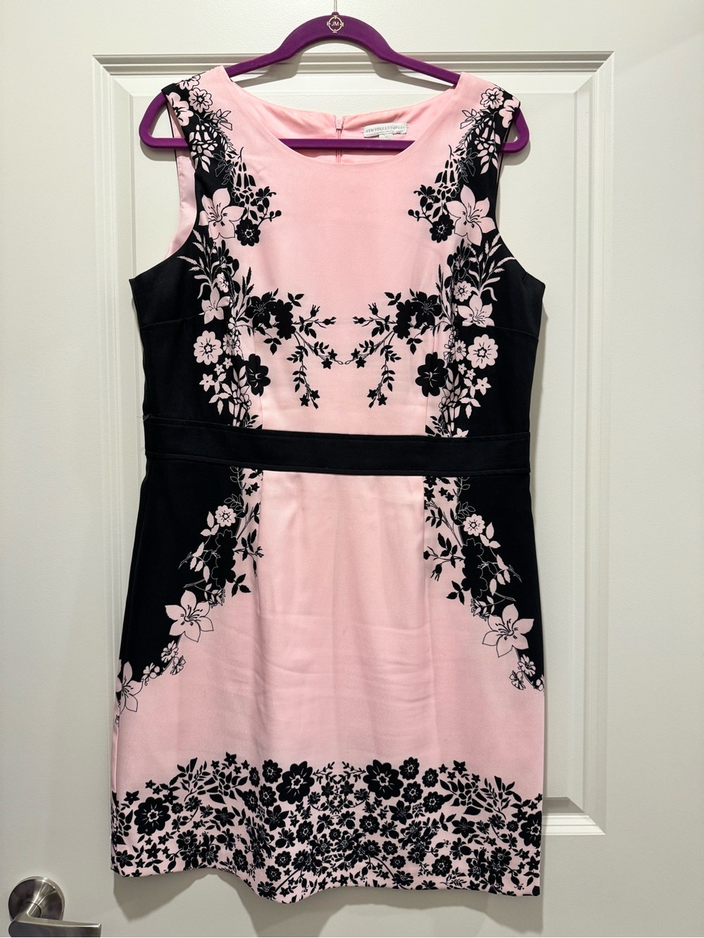New York & Company Pink and Black Floral Dress